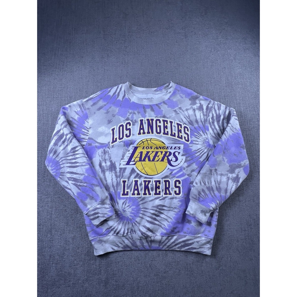 Hybrid Apparel Los Angeles Lakers Sweatshirt Women's M Purple Gray Tie Dye